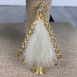 VINTAGE TANCER II SIGNED Real Mink Fur Tree Brooch